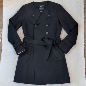 Armani Exchange Classic Black Trench Coat